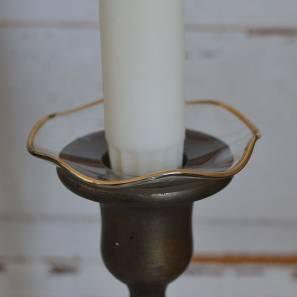 Ljusmanschett i glas - vågig med guldkant - 3