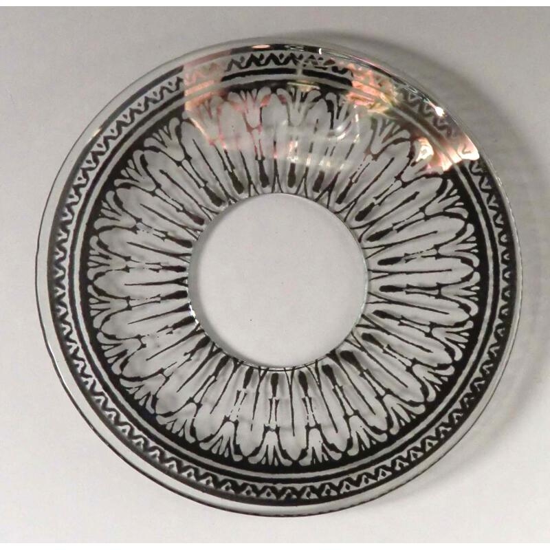Ljusmanschett i glas med silvermönster