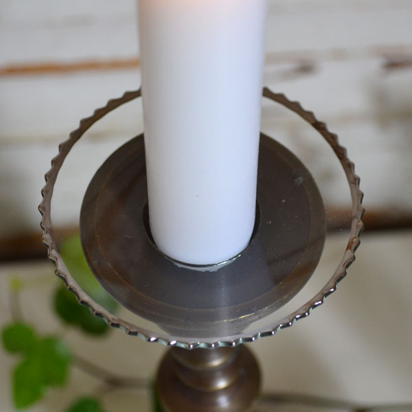 Ljusmanschett i glas med uddkant i silver