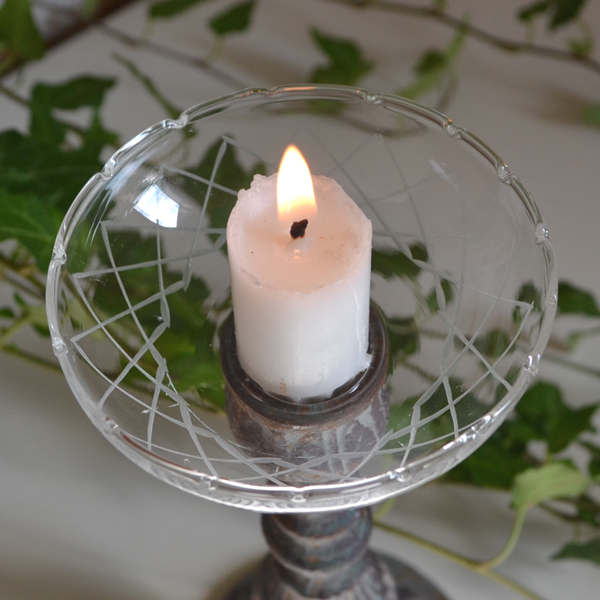 Ljusmanschett i glas med rutmönster