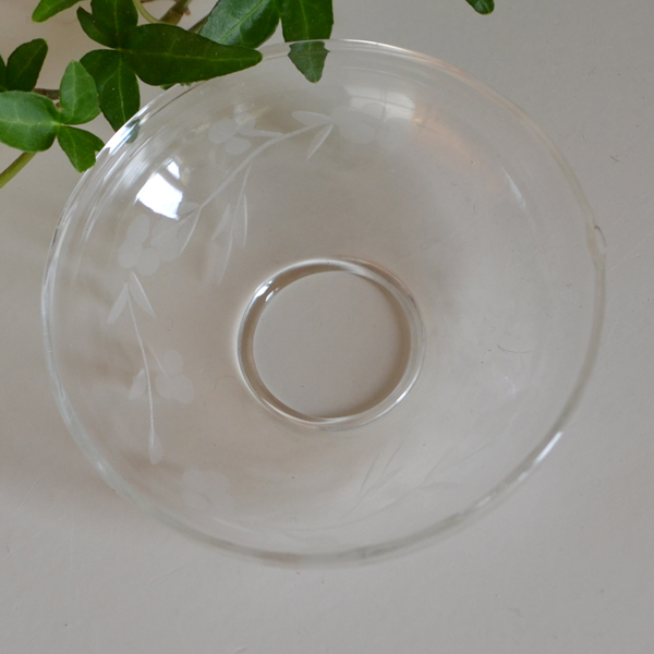 Ljusmanschett i glas med blommor - slät kant - 3