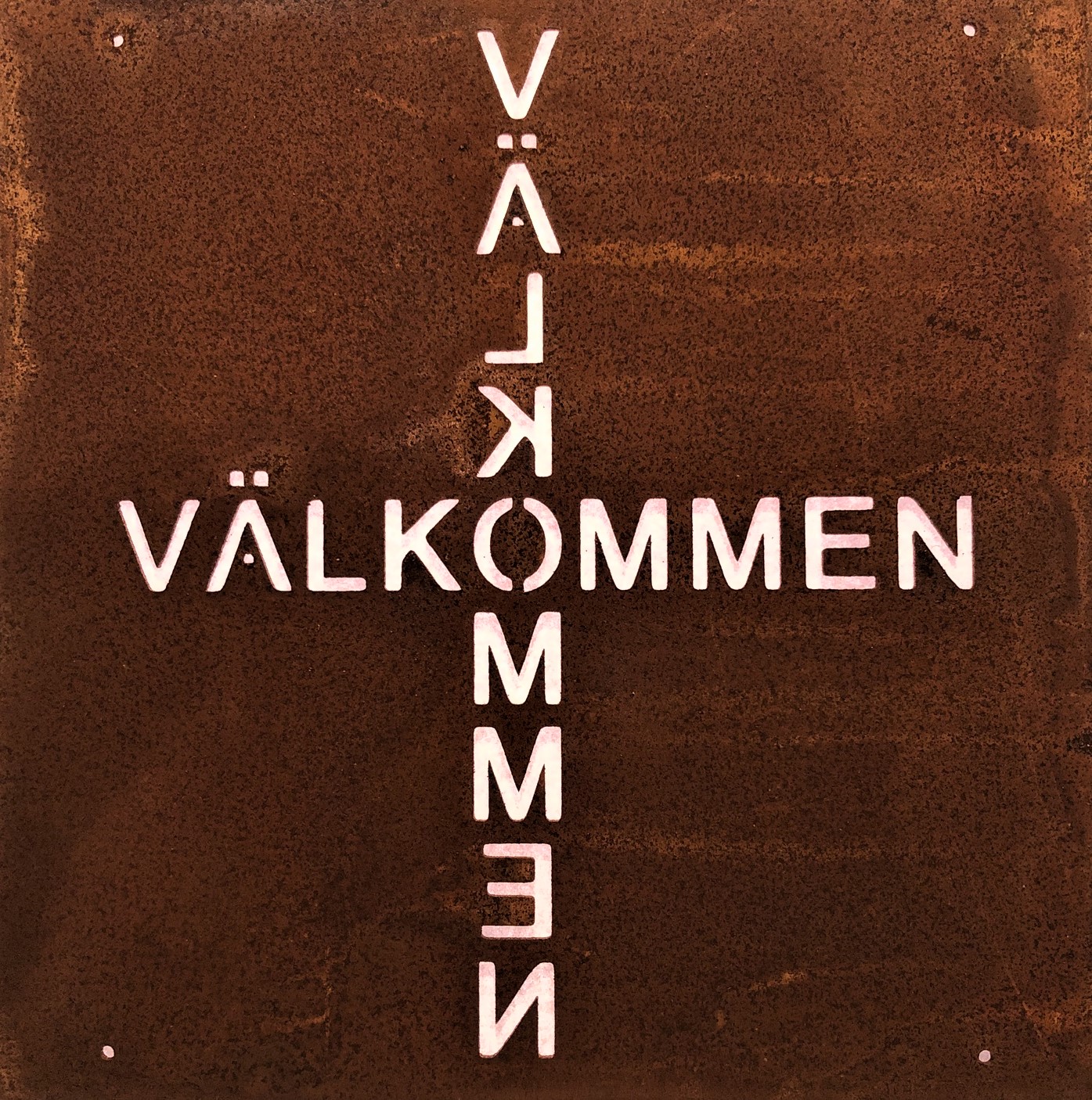 Skylt för armeringsnät - Välkommen