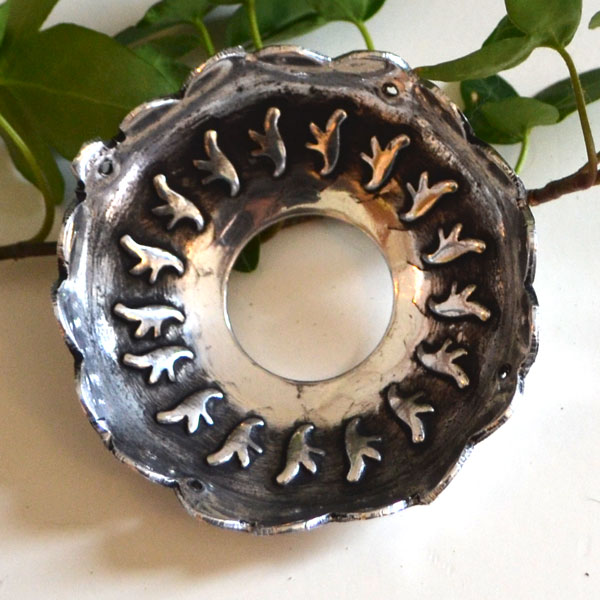 Ljusmanschett antik silver - uddkant