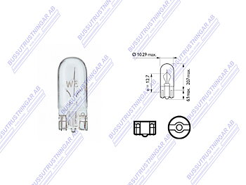 Glödlampa W2,1x9,5d 3W 12 volt
