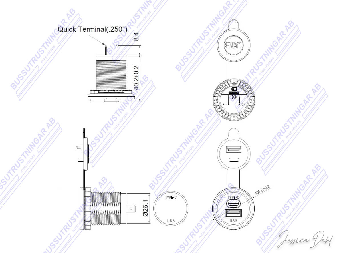 USB- uttag 12/24 Volt - 3