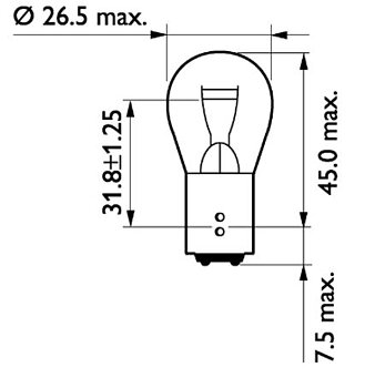Glödlampa BAY15d P21 5W 12 volt