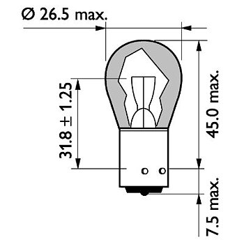Glödlampa Gul BAU15s 21W 12 volt
