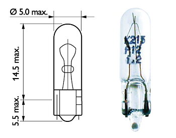 Glödlampa W2x4,6d 1,2W 24 volt bla till SWF kontakter