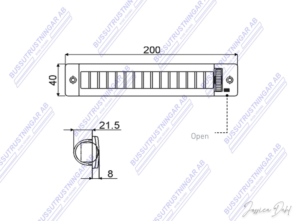 Luftmunstycke 200x40mm - 2