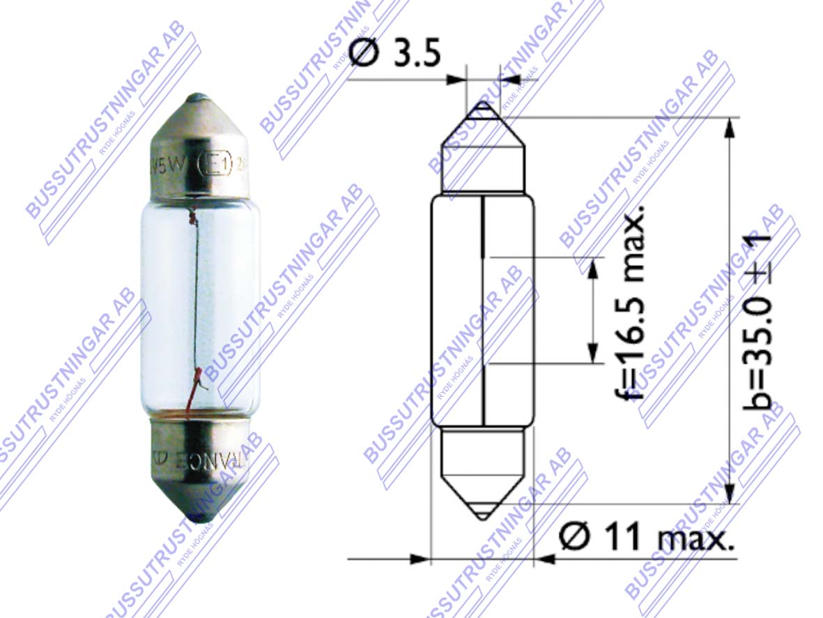 Glödlampa SV8,5 C5W 5W 12 volt 