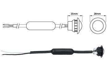Positionsljus Vit rund 28 mm Ø