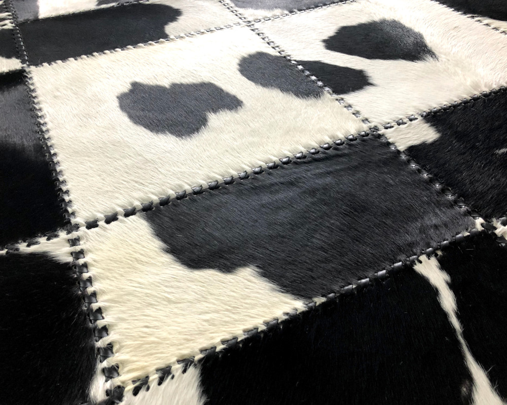 Vip Leather Nuovo tappeto in pelle di mucca Patchwork design esclusivo Cod  Mart A40 (90 cm x 120 cm)