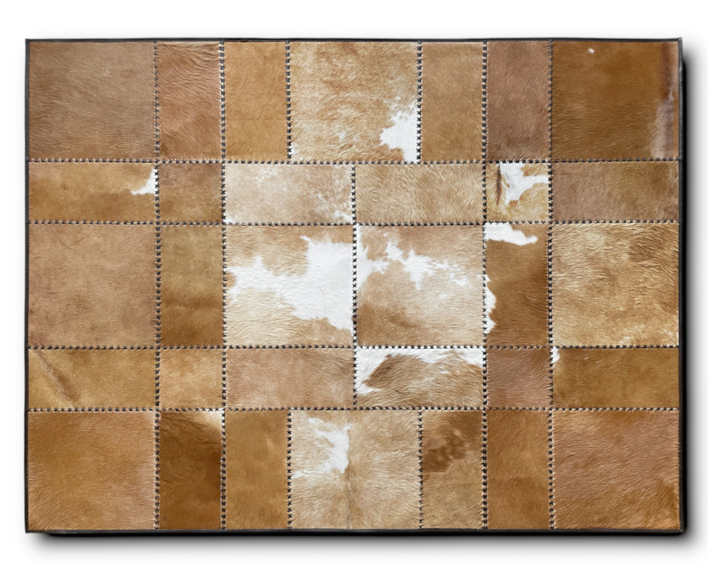 Kohud matta patchwork brunvit 160 x 200 cm