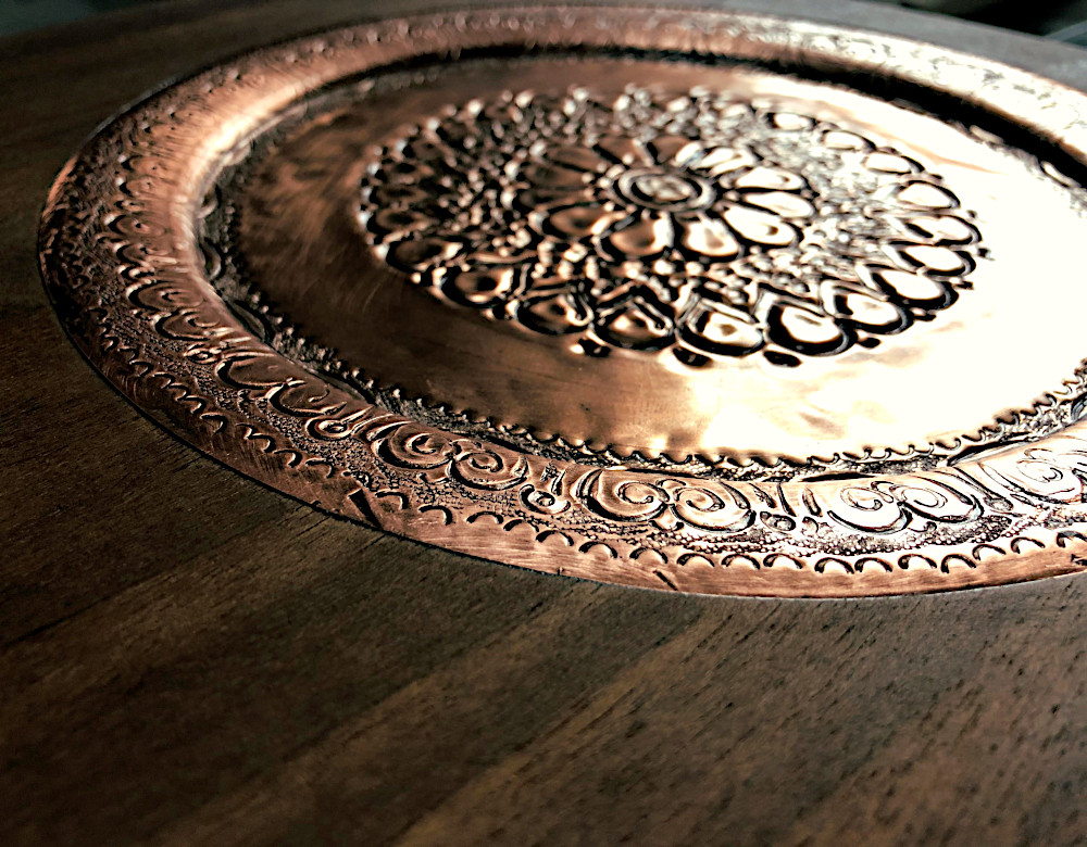 Copper coffee table deals tray