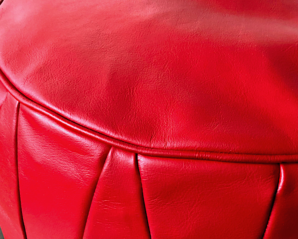 Leather Pouf Red -  - Unique & Handmade