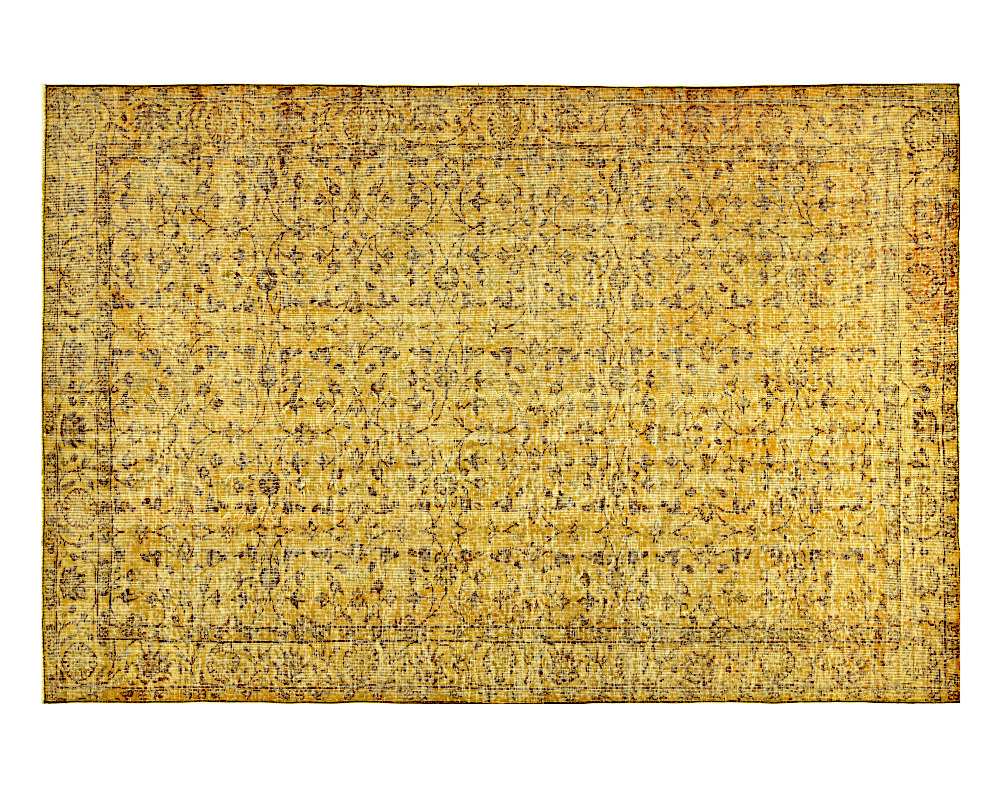 Unik overdyed matta senapsfärgad 190 x 290 cm