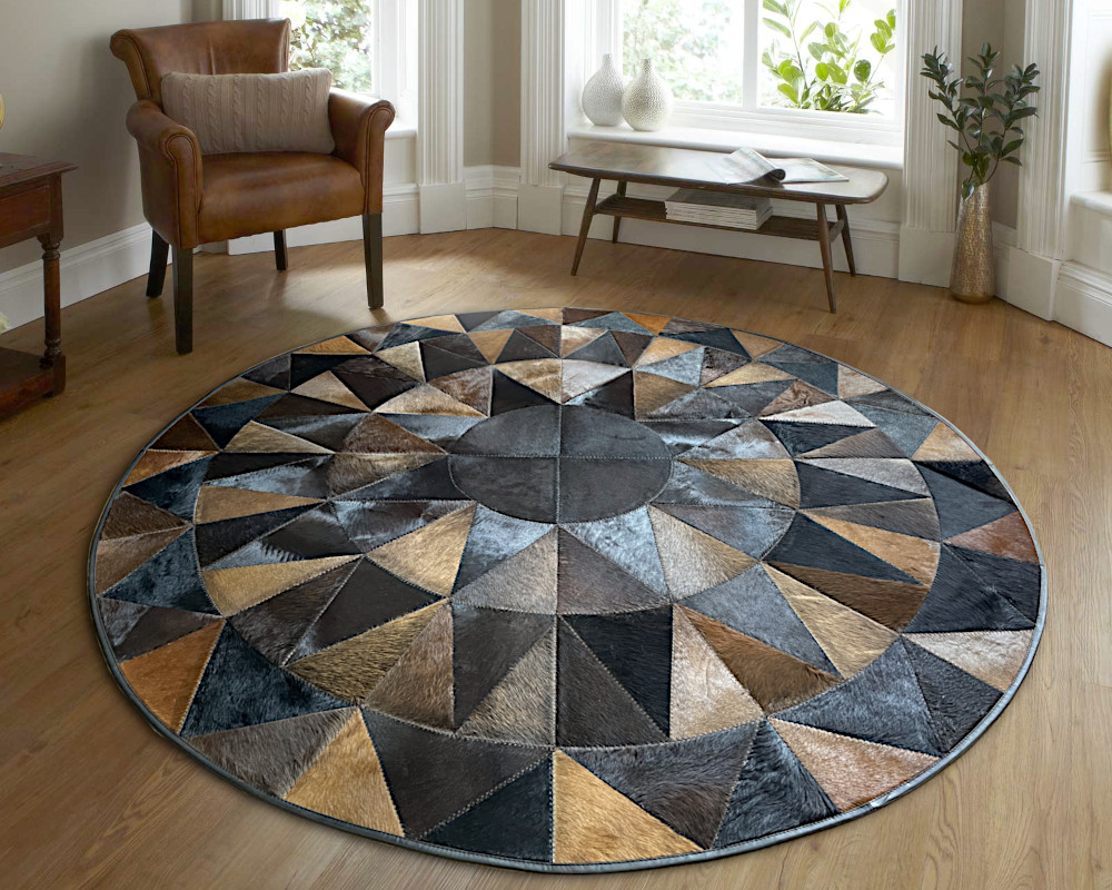Rund matta patchwork kohud Ø 180 cm