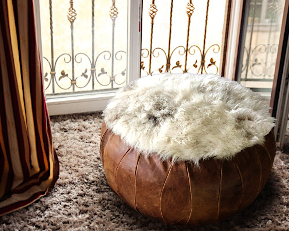 Läder & Päls Sittpuff Vintage