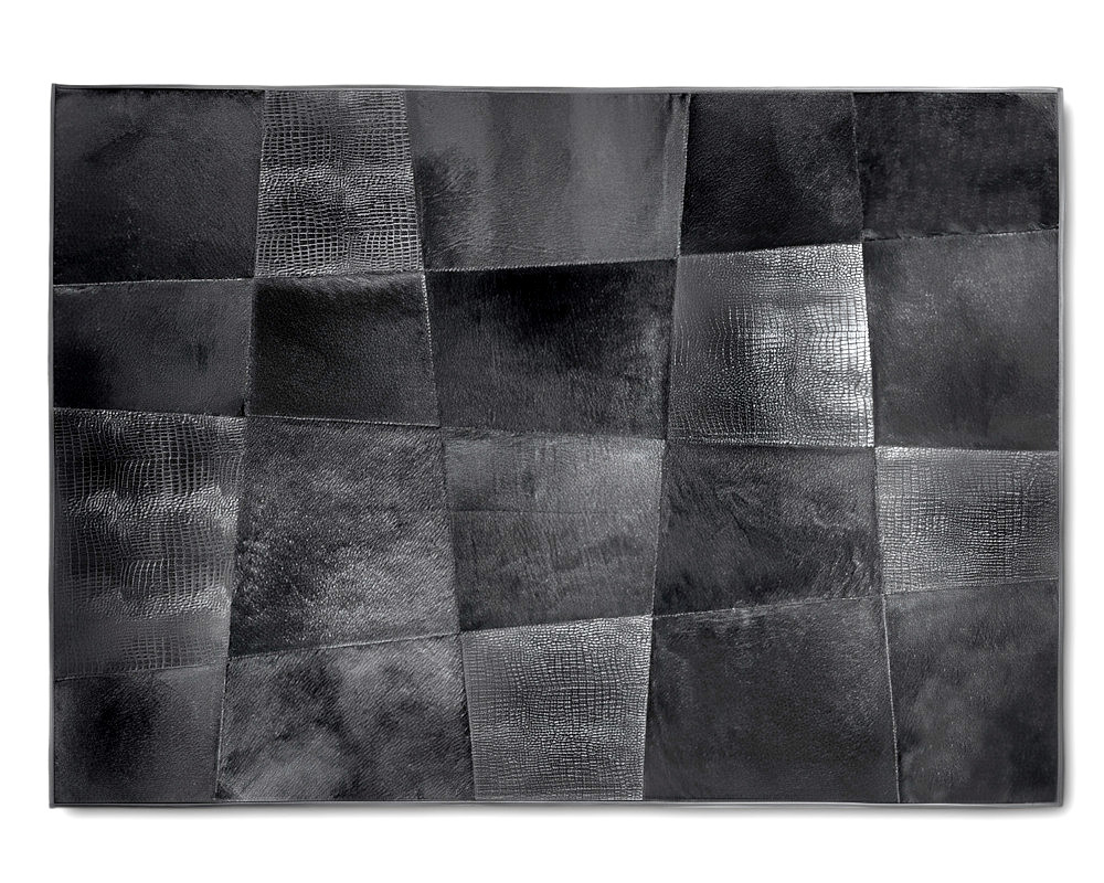 Patchwork Lädermatta svart 140 x 200 cm