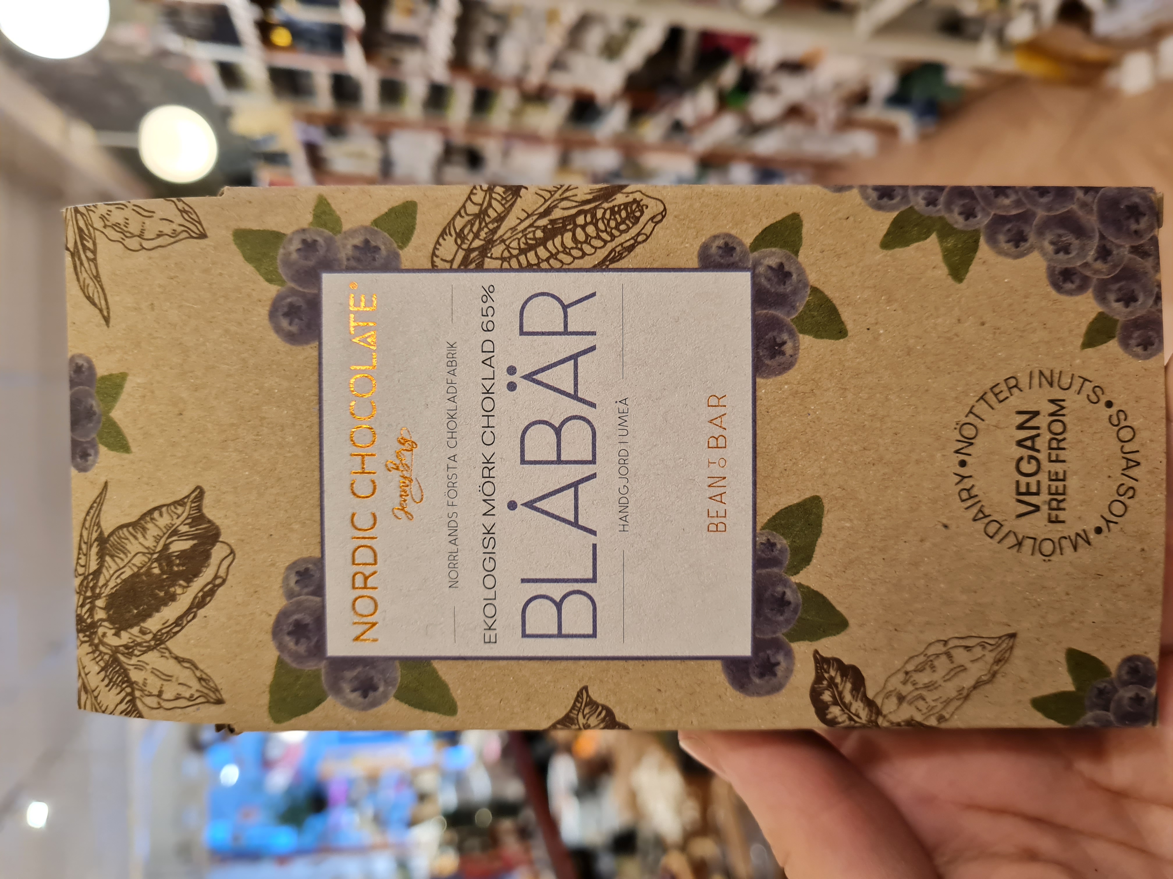 Blåbärschoklad 65% Nordic Chocolate Jenny Berg 90g