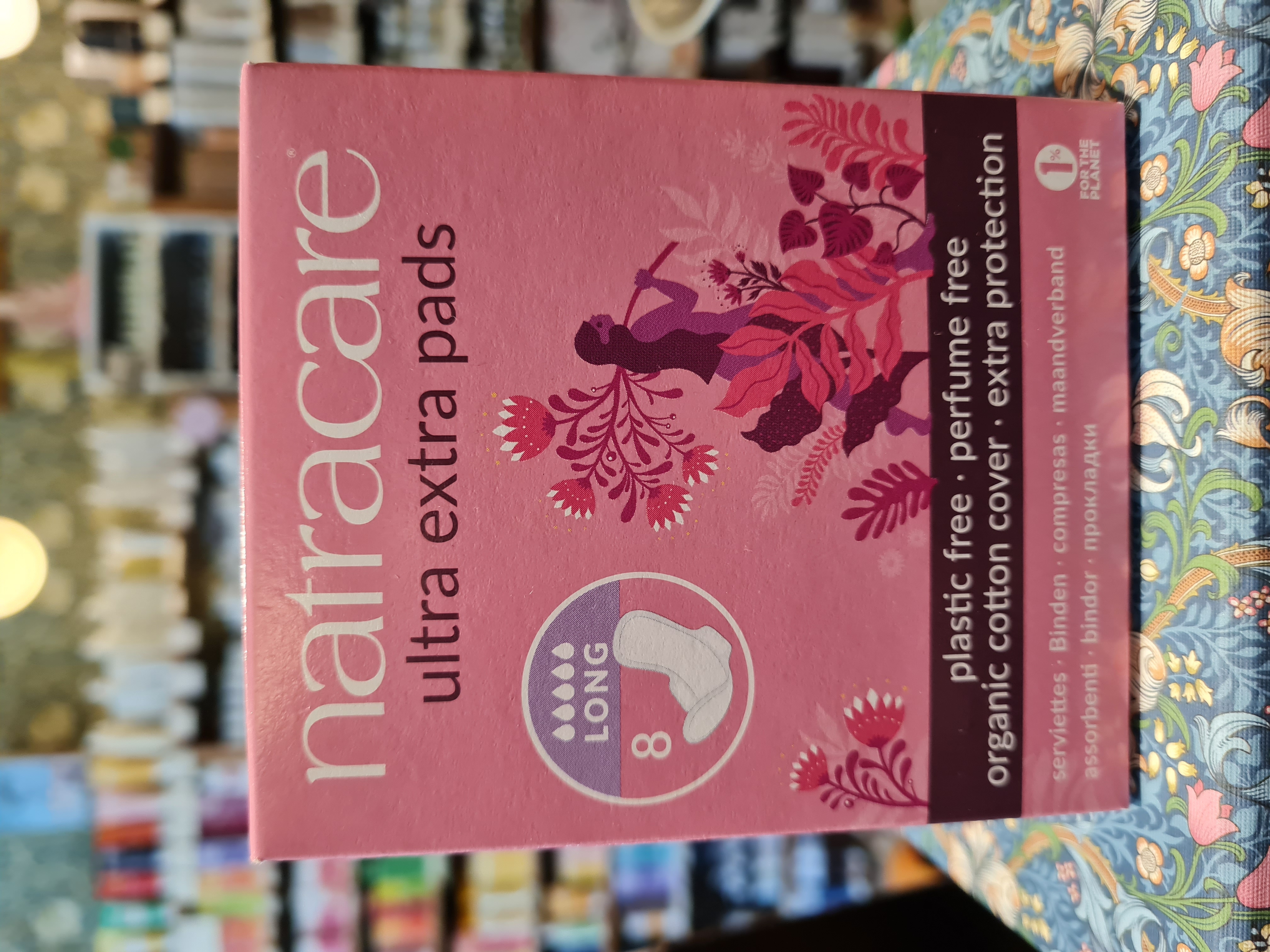 Binda Ultra Extra: Lång + vingar 8-pack  Natracare