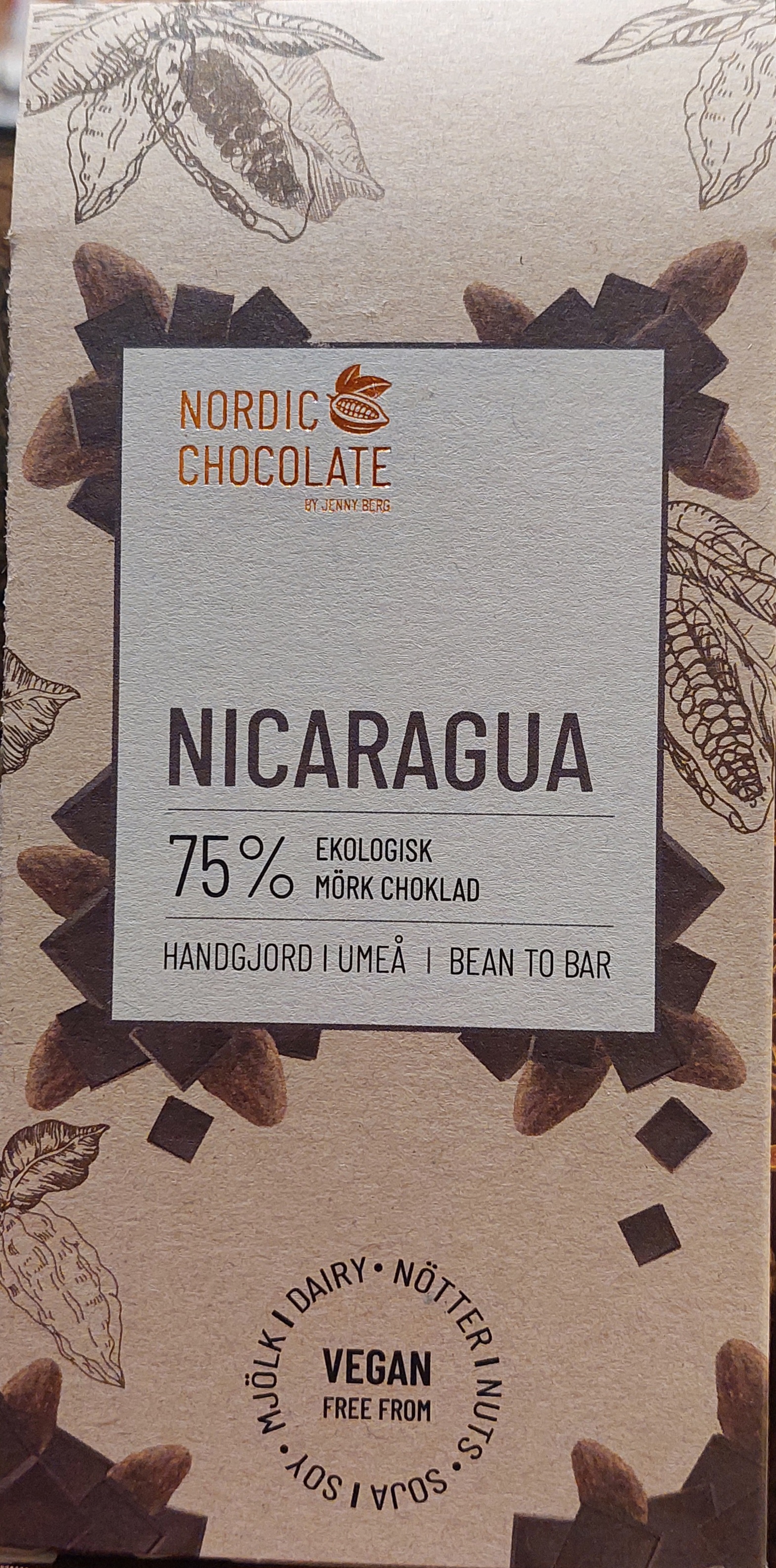Chokladkaka  75% kakao Nicaragua 90g Vintage Plantations