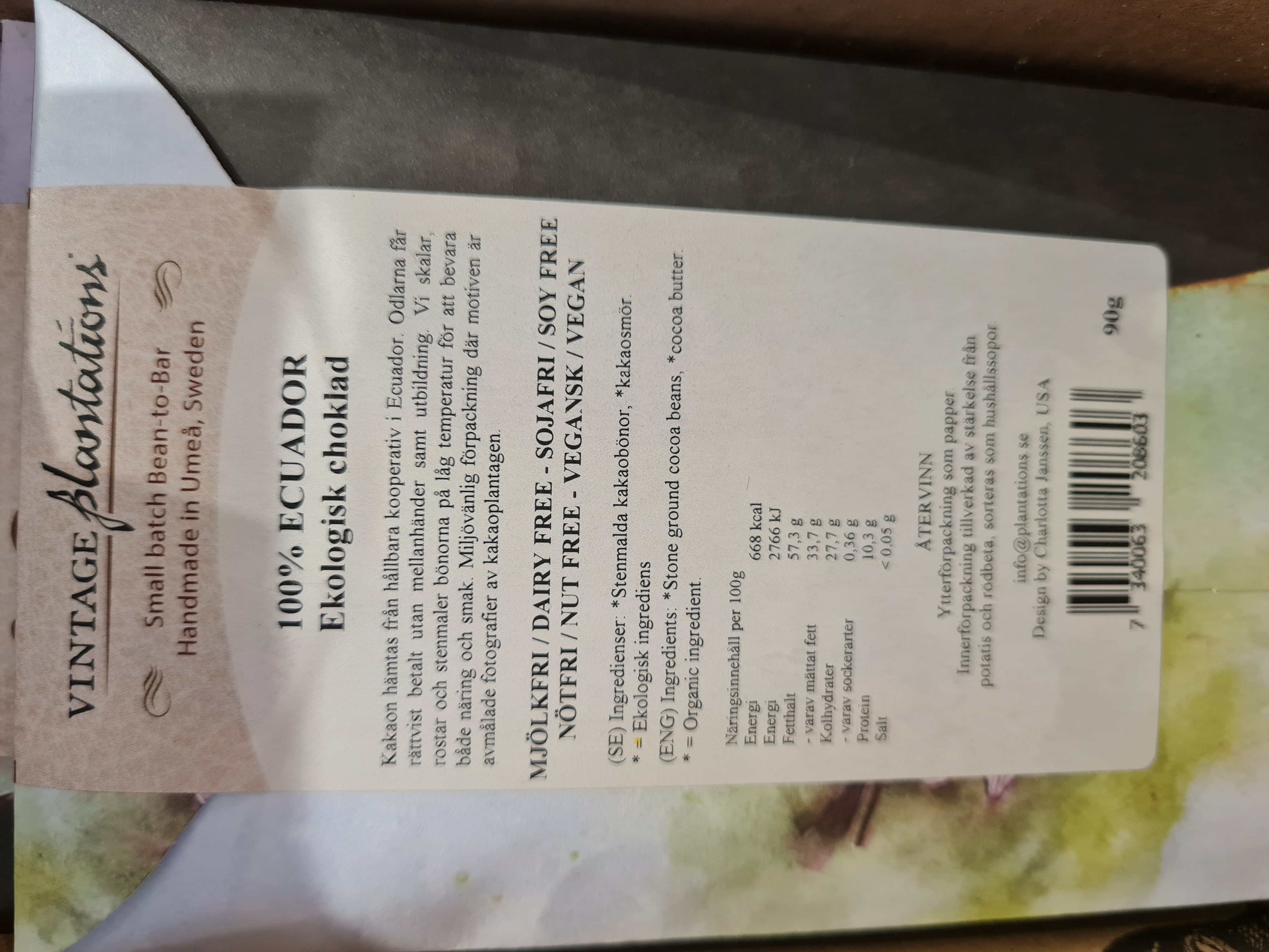 100% choklad Ecuador, Vintage Plantations - 2