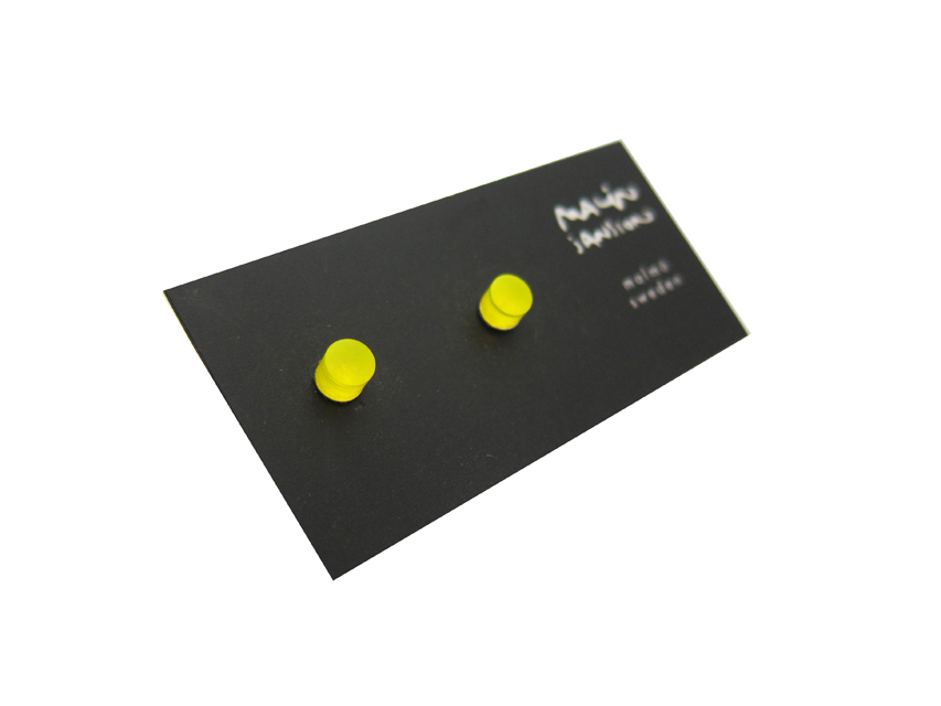 Silverörhänge Mini Neon YELLOW  - Silver/acryl