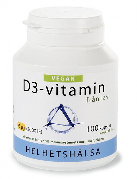 D-vitamin, vegansk D3 75 mcg 100 kapslar