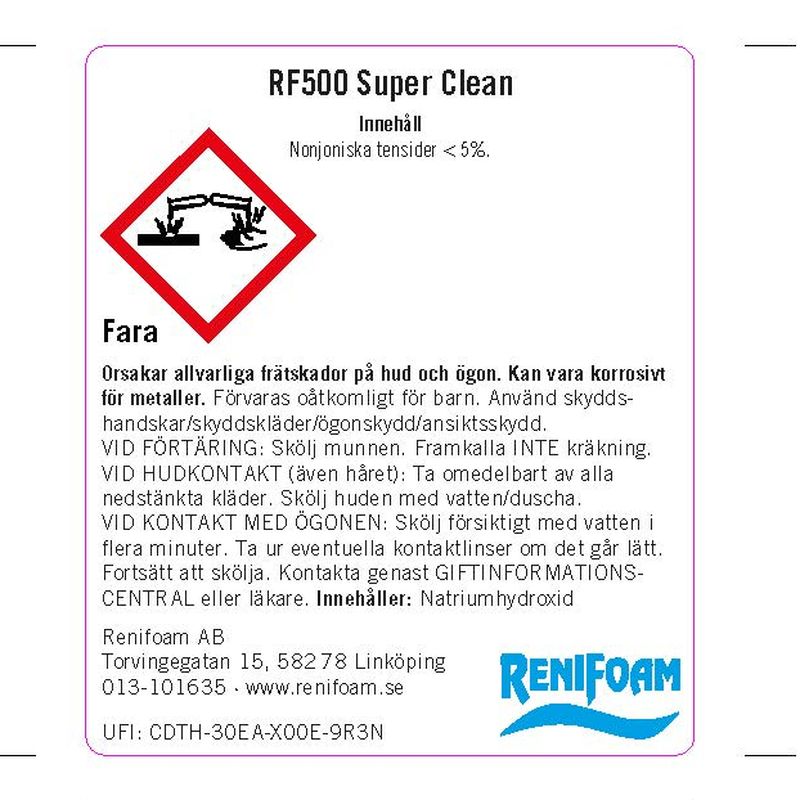 Märkningsetikett Super Clean RF500
