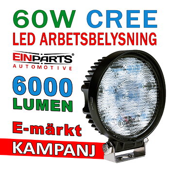 60W LED arbetsbelysning  ljusbild 60° CREE 12-24V