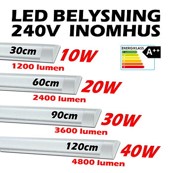 240V LED takarmatur med bredd 30/60/90/120cm valbar 4000, 5000, 6000K