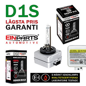 D1S 5000K e-märkt original Einparts Automotive® valbar Long Life Infinity och Extended +50% More Light