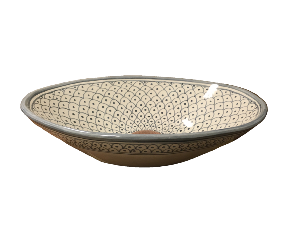 Marockanskt handfat oval Khel, grå/vitt - 2