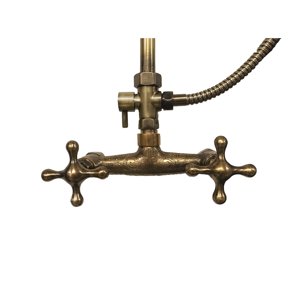 BRASS PATINA RAIN SHOWER-engraved