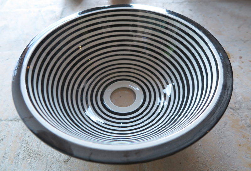 MOROCCAN CERAMIC BASIN-Circles b/w - 2