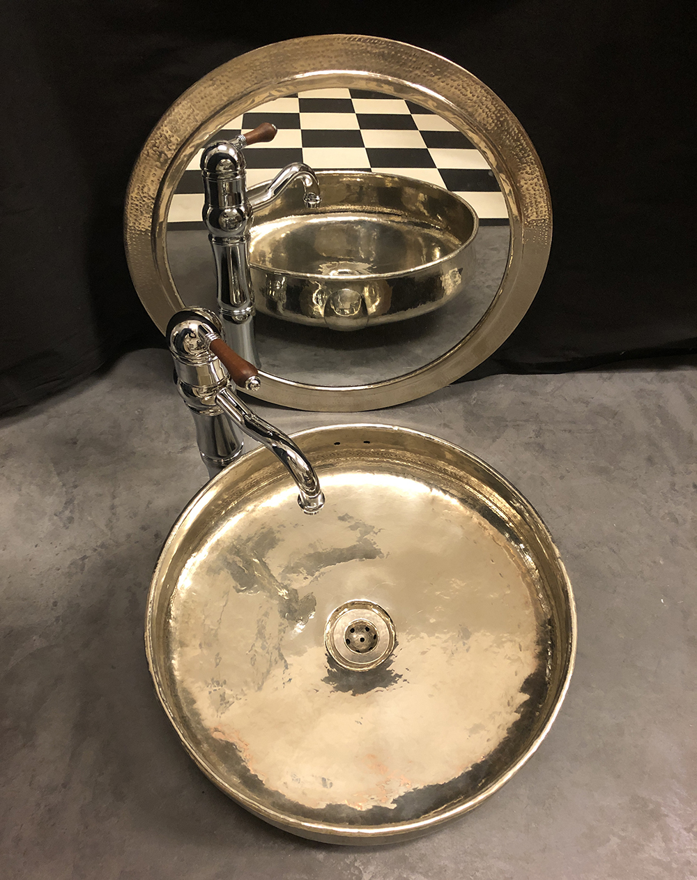 MIRROR PEWTER ROUND 50CM