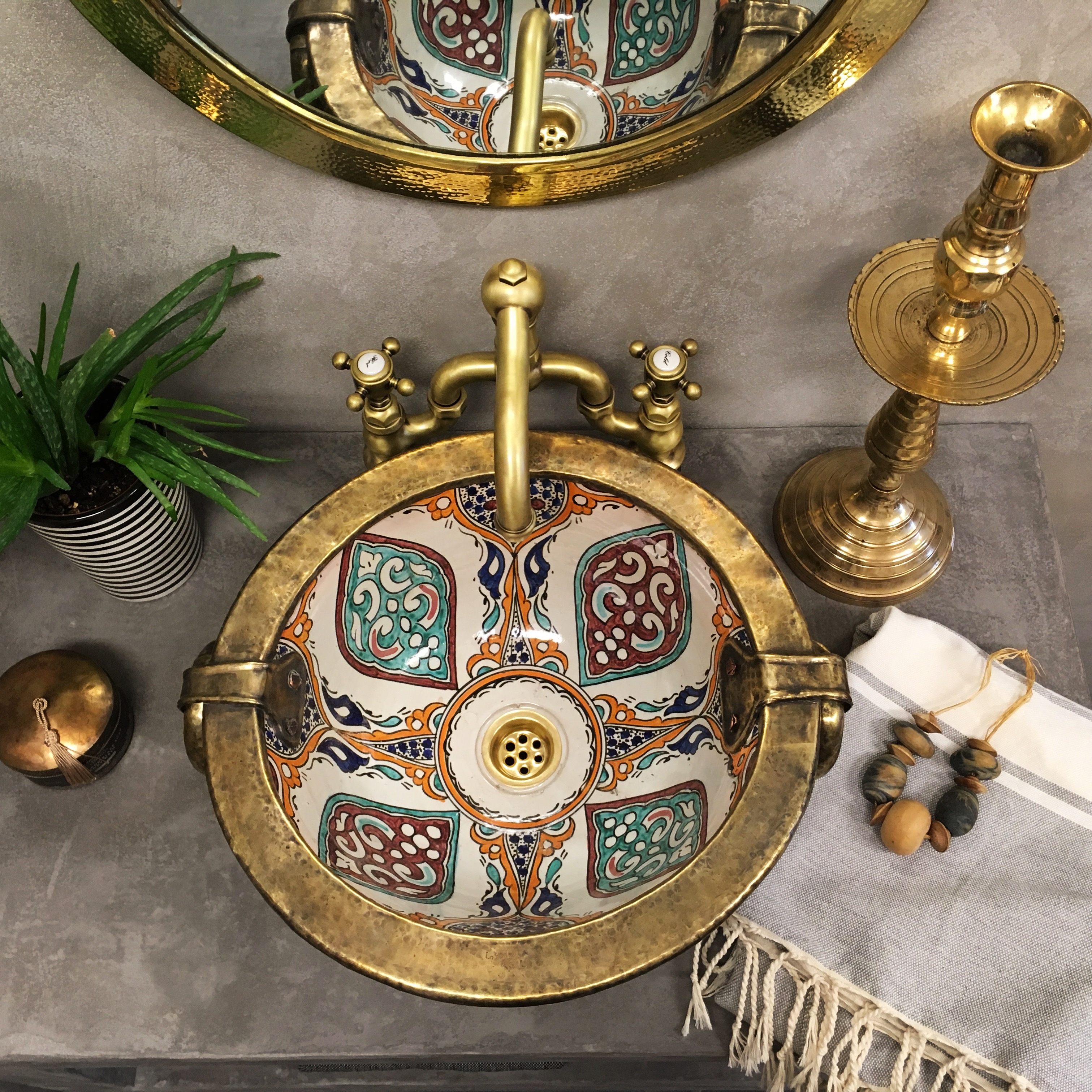 Kasbah FEZ- marockanskt keramikhandfat med metall