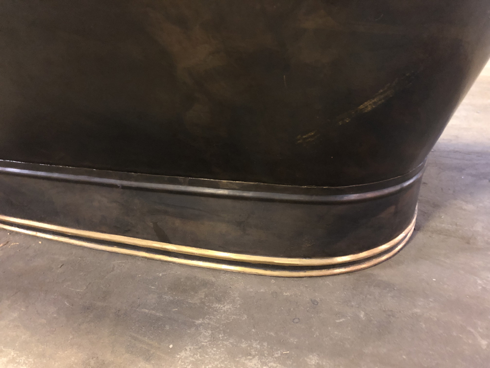 Brass bath burned patina on base - 3