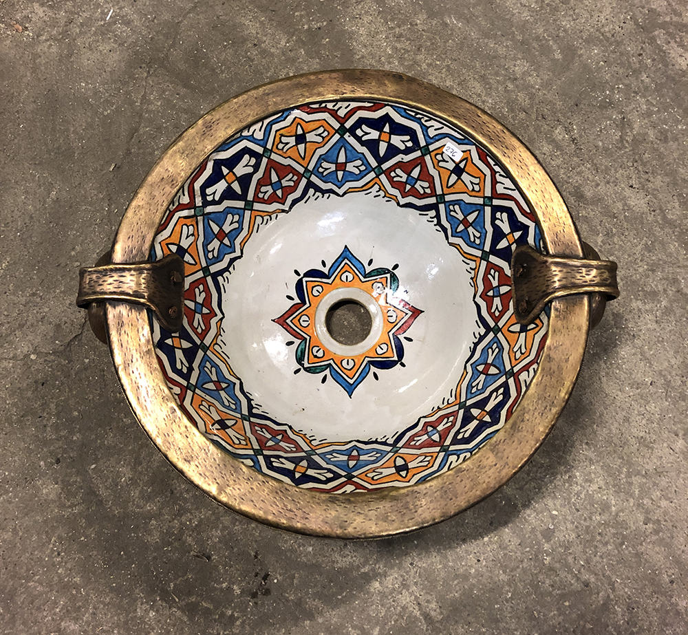Kasbah FEZ 60- marockanskt keramikhandfat med patinerad mässing