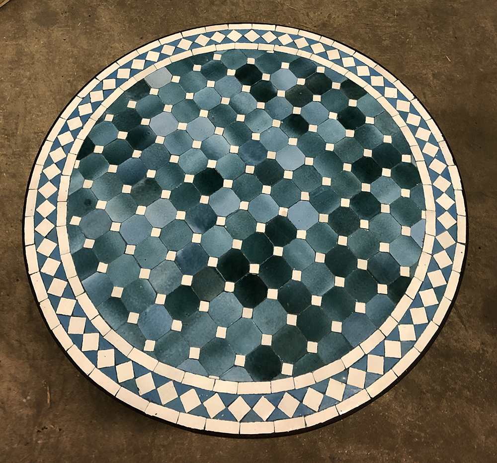 Mosaikbord  -turkos/teal/vit-80