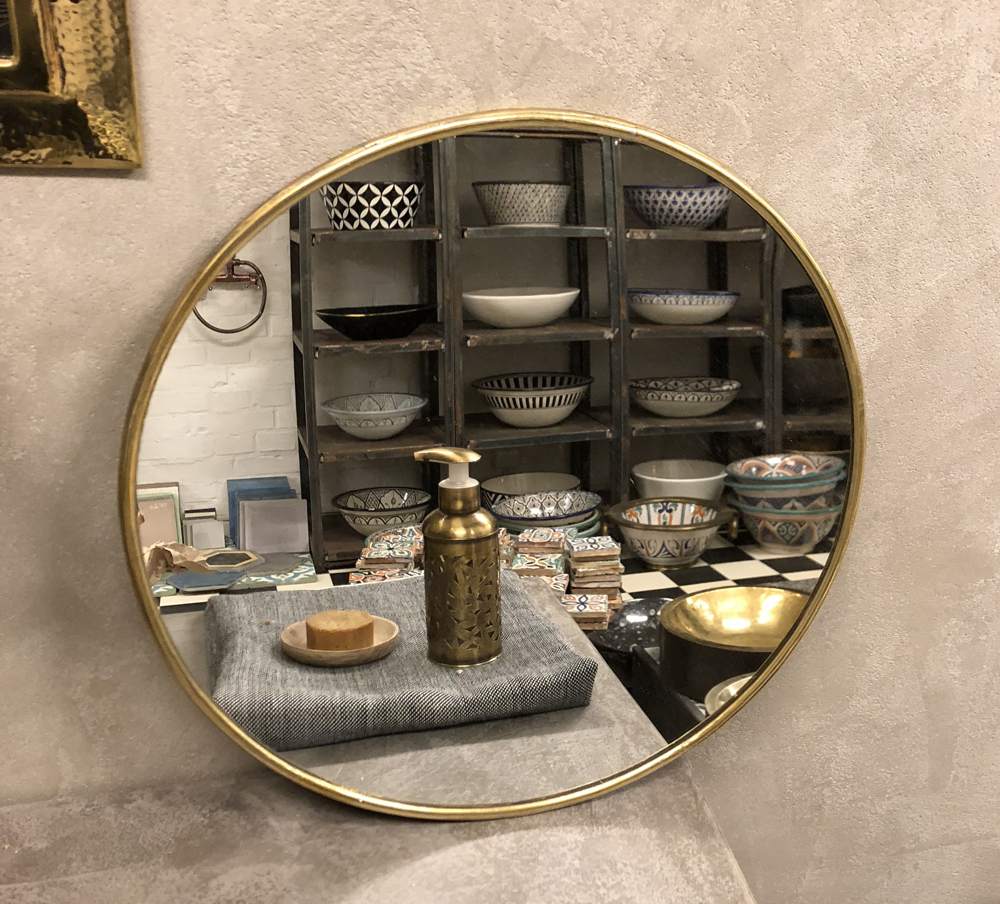 NEW!! BRASS MIRROR ROUNDED EDGE - 40CM