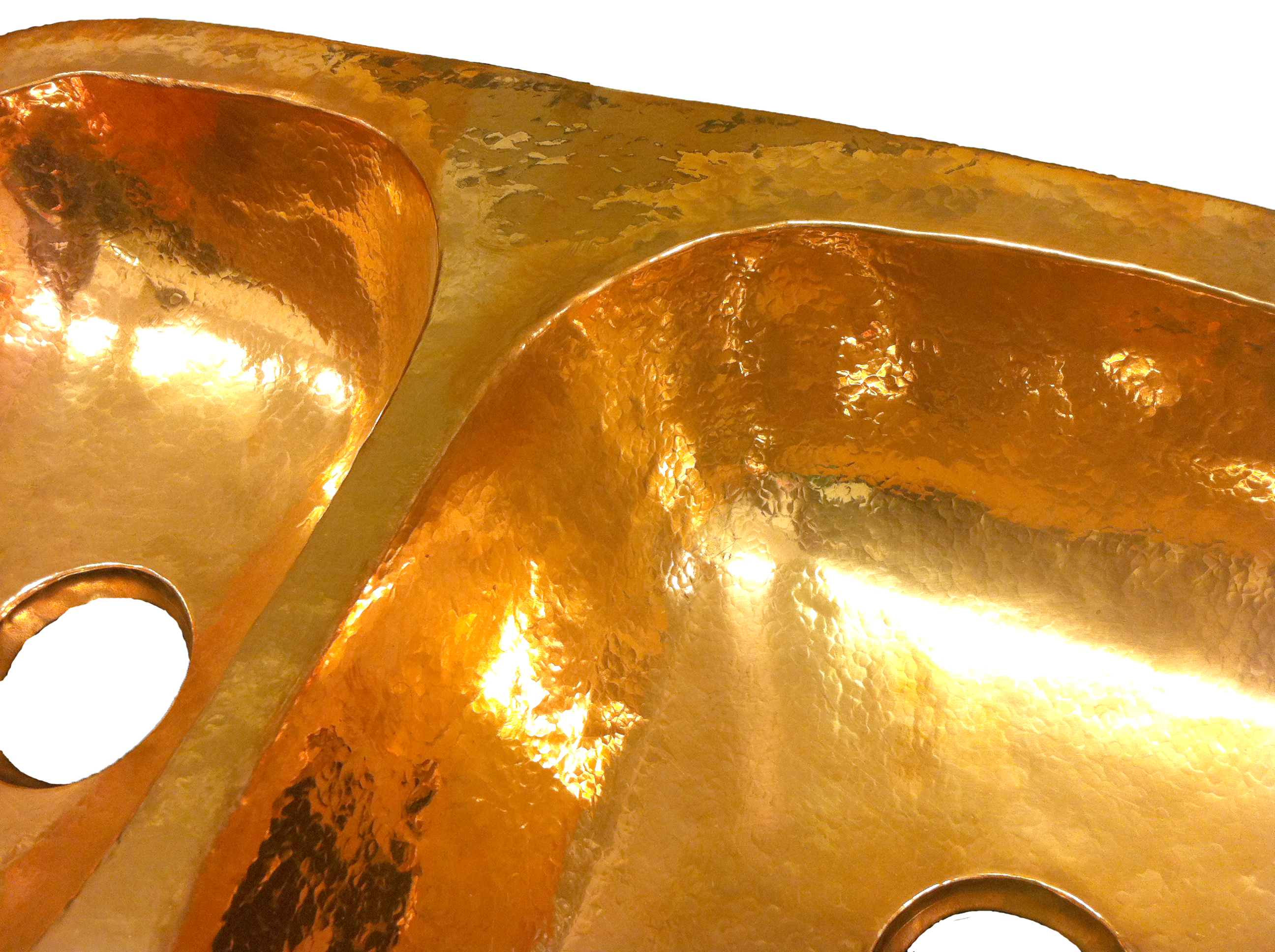 DOUBLE ONEPIECE COPPER SINK-basket waste - 2