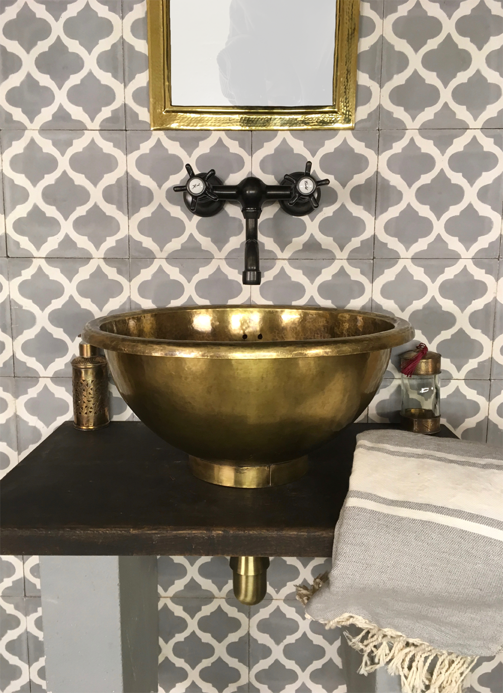 Brass patina basin metal Fez - 7