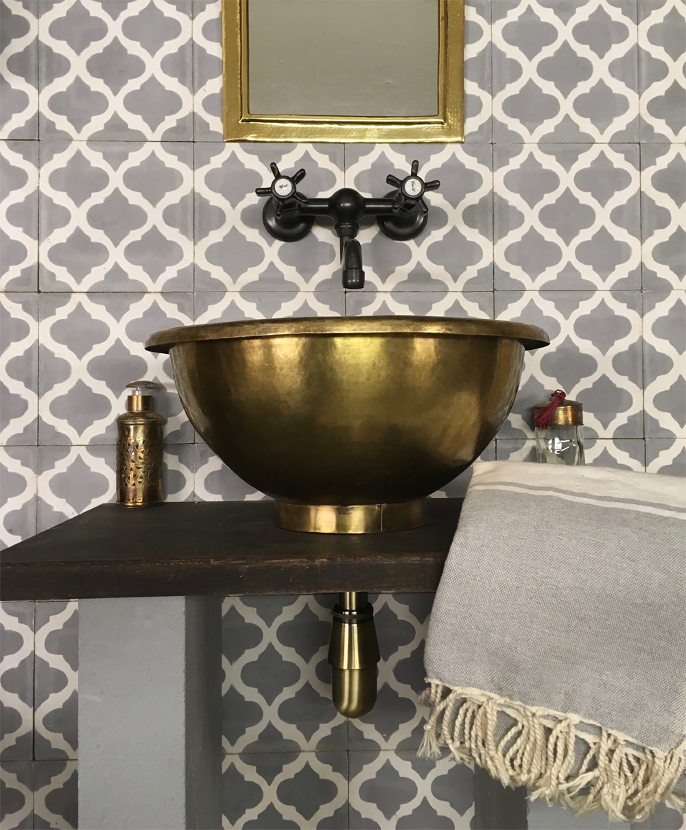 Brass patina basin metal Fez - 6