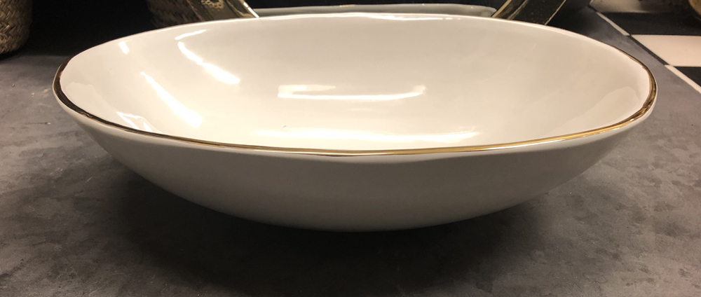 White gold oval- enfärgat med guldkant - 2