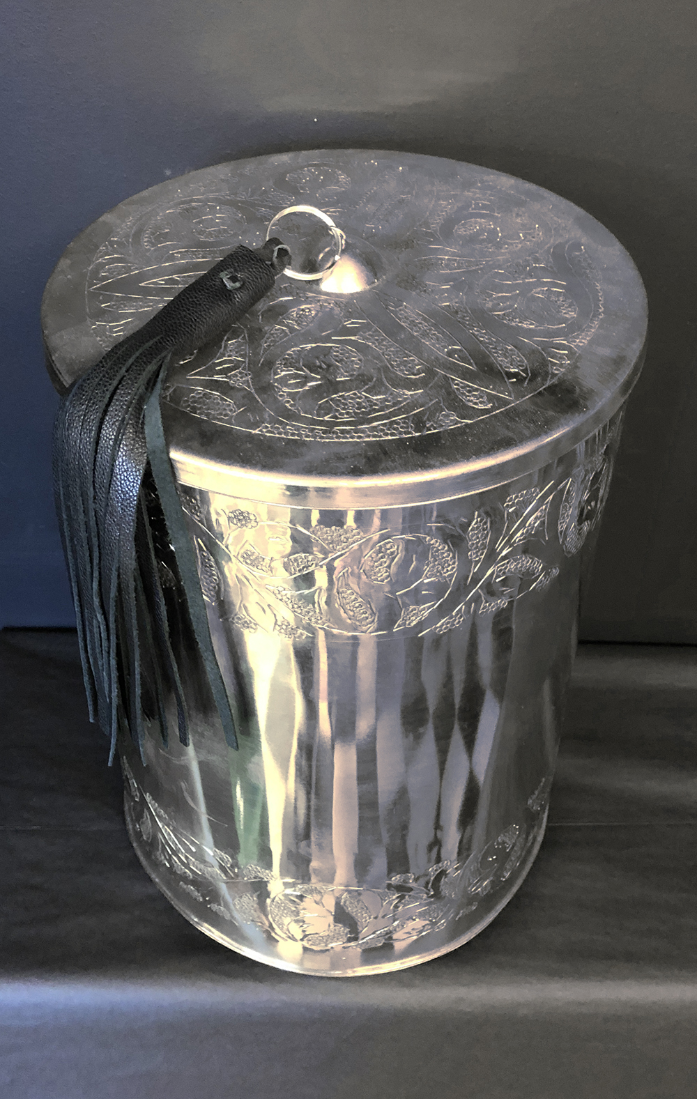 PEWTER WASTE BASKET