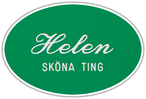 Namnskylt oval i plastlaminat -412 ljusgrön/vit Ty