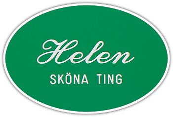 Namnskylt oval i plastlaminat -412 ljusgrön/vit Ty