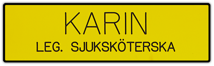 Namnskylt rektangulär i plastlaminat -347 gul/svar